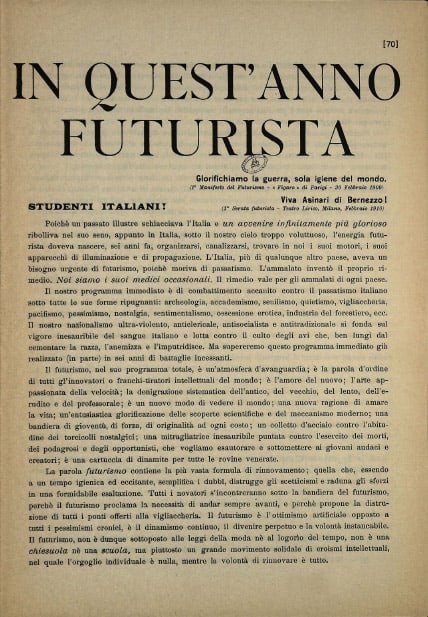 Manifesto “In quest’anno futurista”